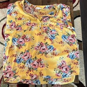 1X yellow flower blouse